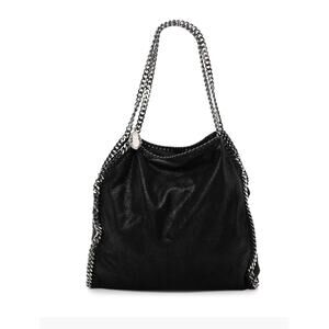 Stella McCartney Shaggy Deer Falabella Fold Over Tote Black